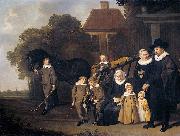 The Meebeeck Cruywagen family near the gate of their country home on the Uitweg near Amsterdam., Jacob van Loo